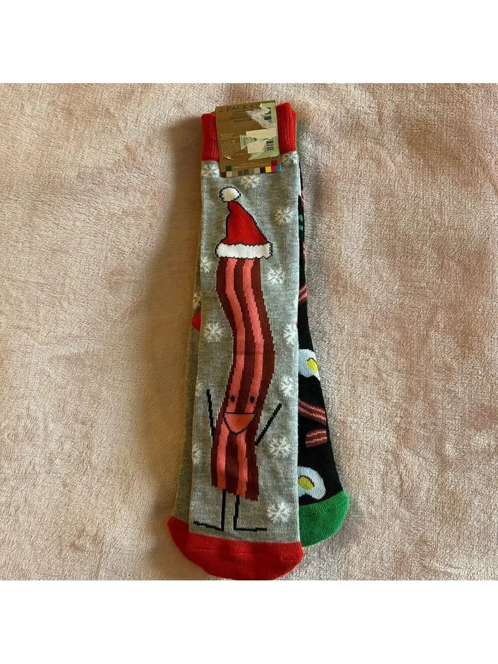 Holiday socks two pairs of novelty bacon inspired men’s socks fits 6-12.5